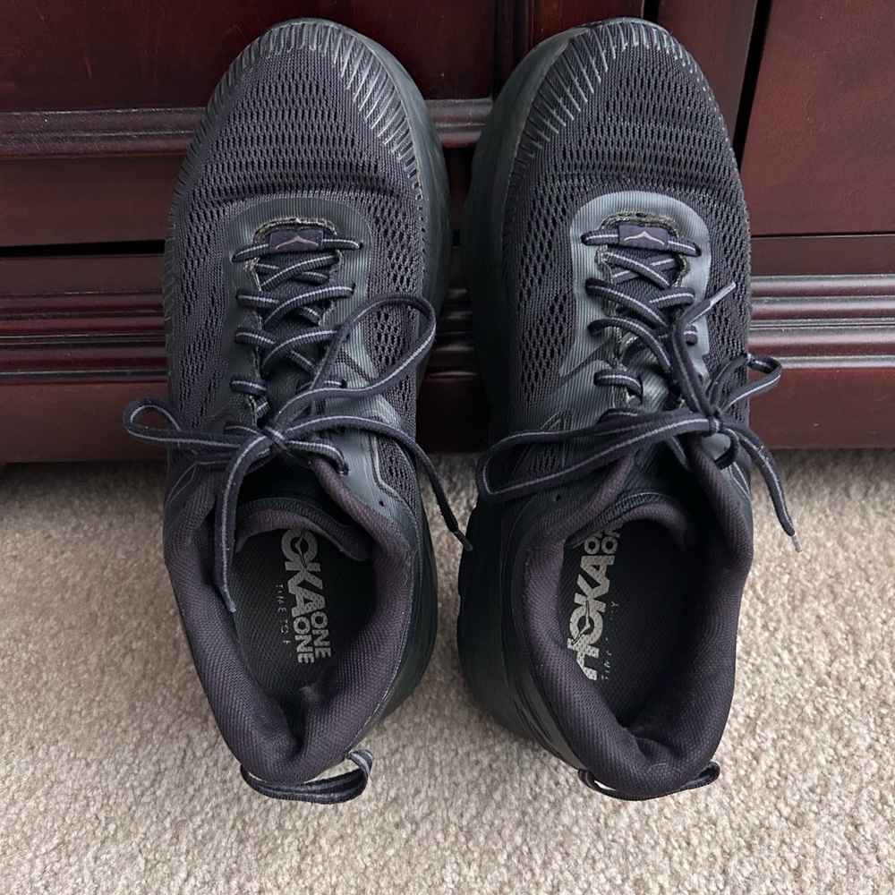 Hoka One One Bondi 8 Women’s All-Black Cushioned Athletic Sneakers